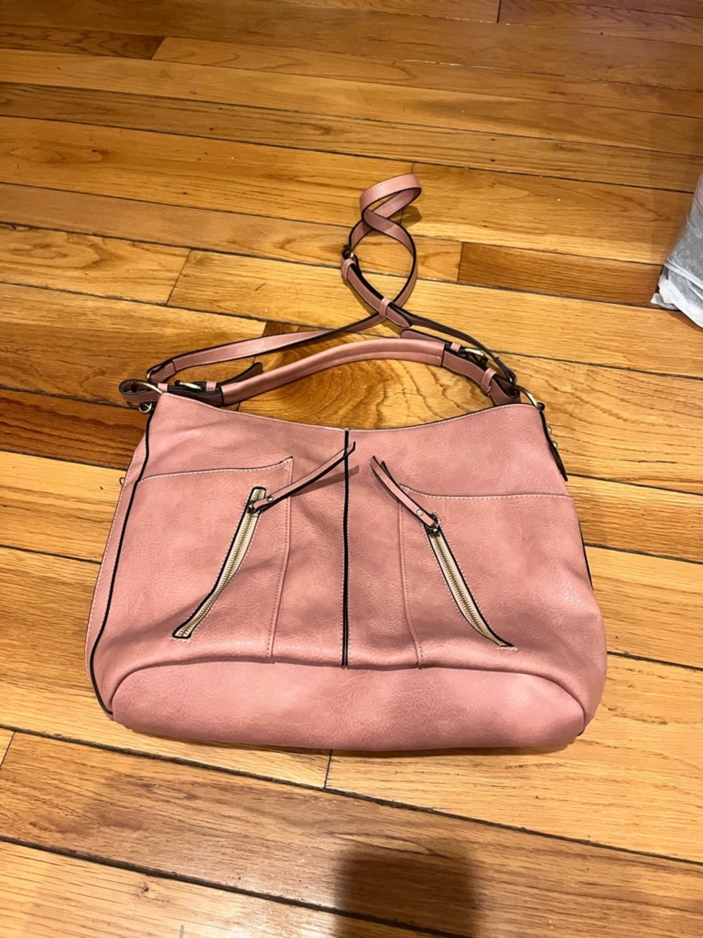 LA MIEL Dusty Rose Shoulder Bag with Dual Front Zips